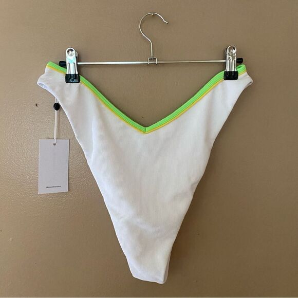 Lovers + Friends Let it Go bikini bottoms white green Revolve swimsuit Sz XL - Picture 3 of 8